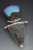 Titanium Drusy and Sterling Silver pin/pendant 